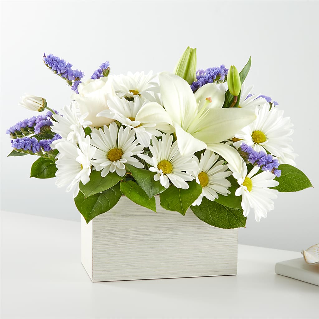 Beyond Blue Box Bouquet – M & R FLOWER AND GIFT SHOP, Lancaster CA