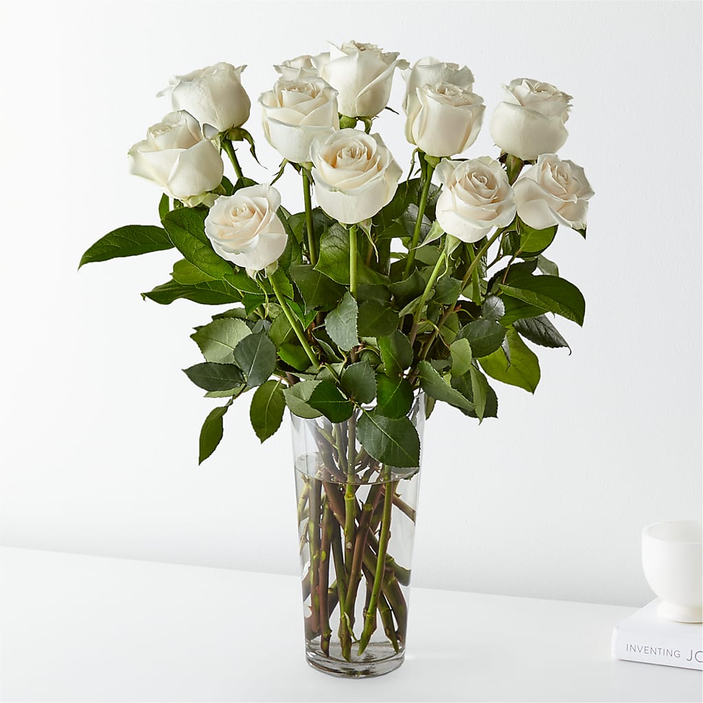 Long Stem White Rose Bouquet – M & R FLOWER AND GIFT SHOP, Lancaster CA
