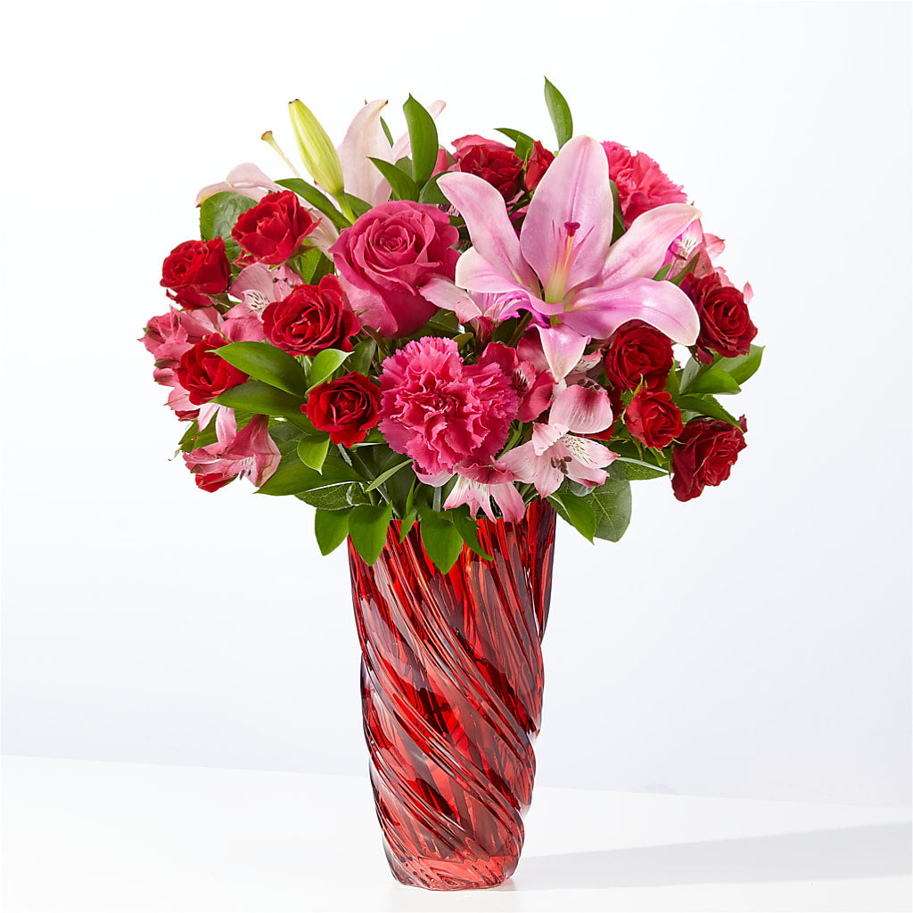 In Love Bouquet with Luxe Swirl Vase – M & R FLOWER AND GIFT SHOP, Lancaster CA