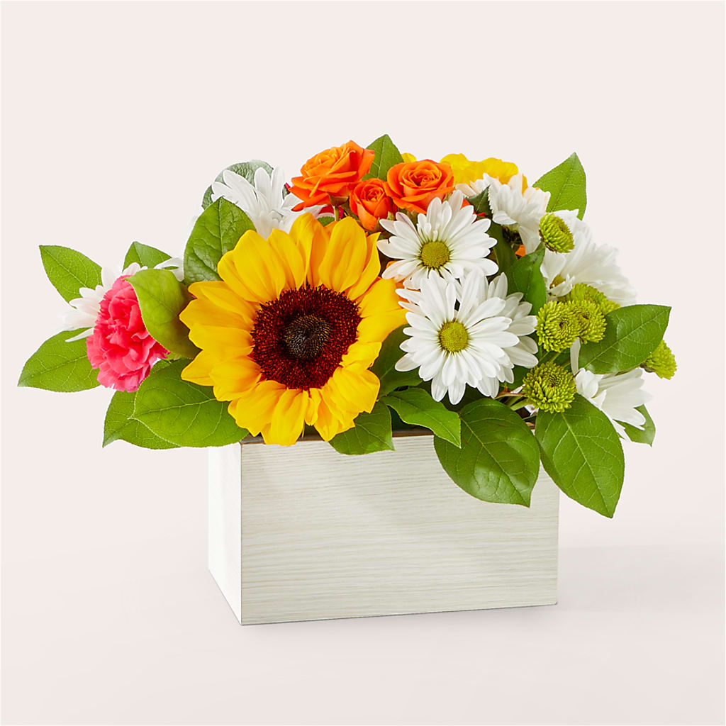 Sun-drenched Blooms Box Bouquet – M & R FLOWER AND GIFT SHOP, Lancaster CA