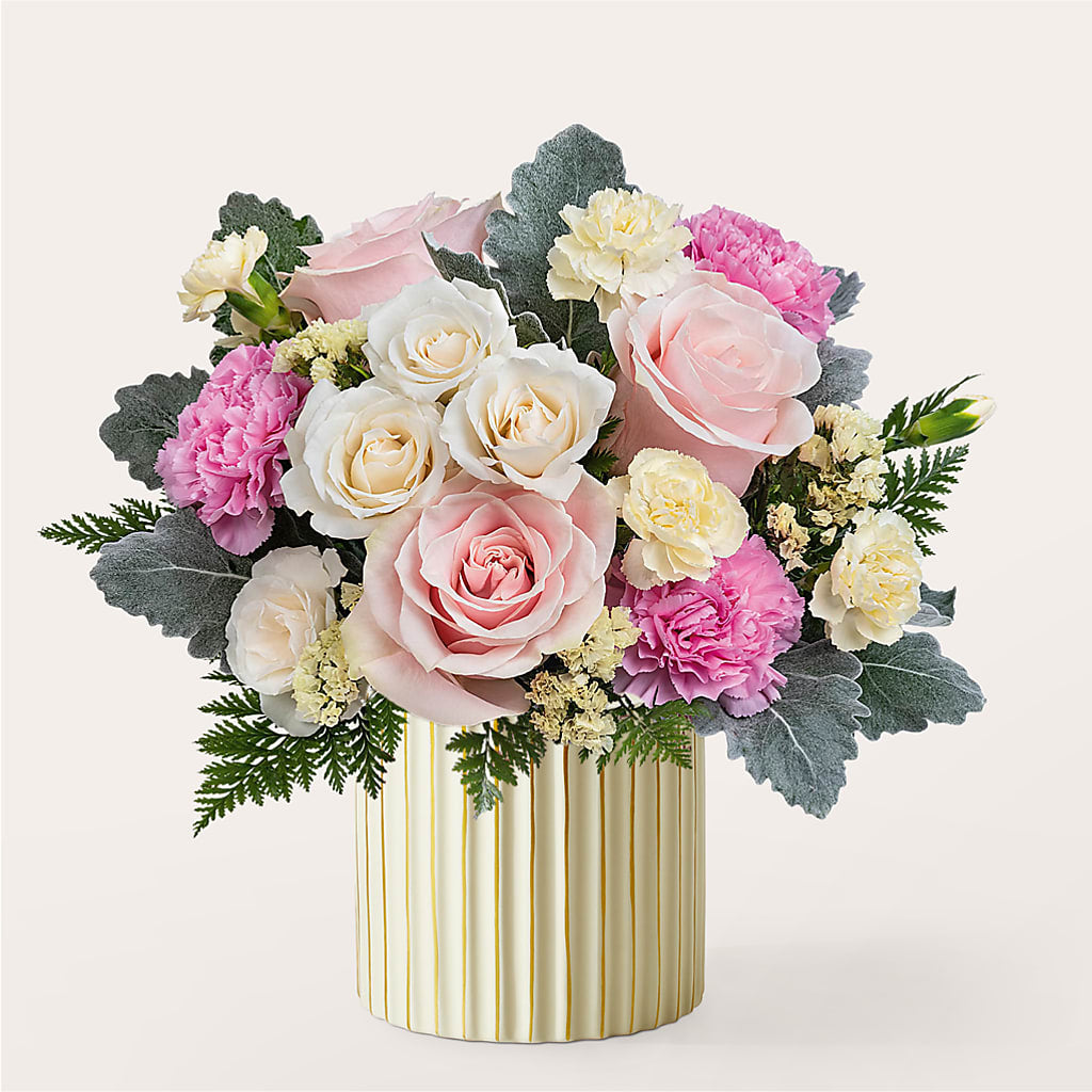 Blissful Moments Bouquet with Ivory Vase – M & R FLOWER AND GIFT SHOP, Lancaster CA
