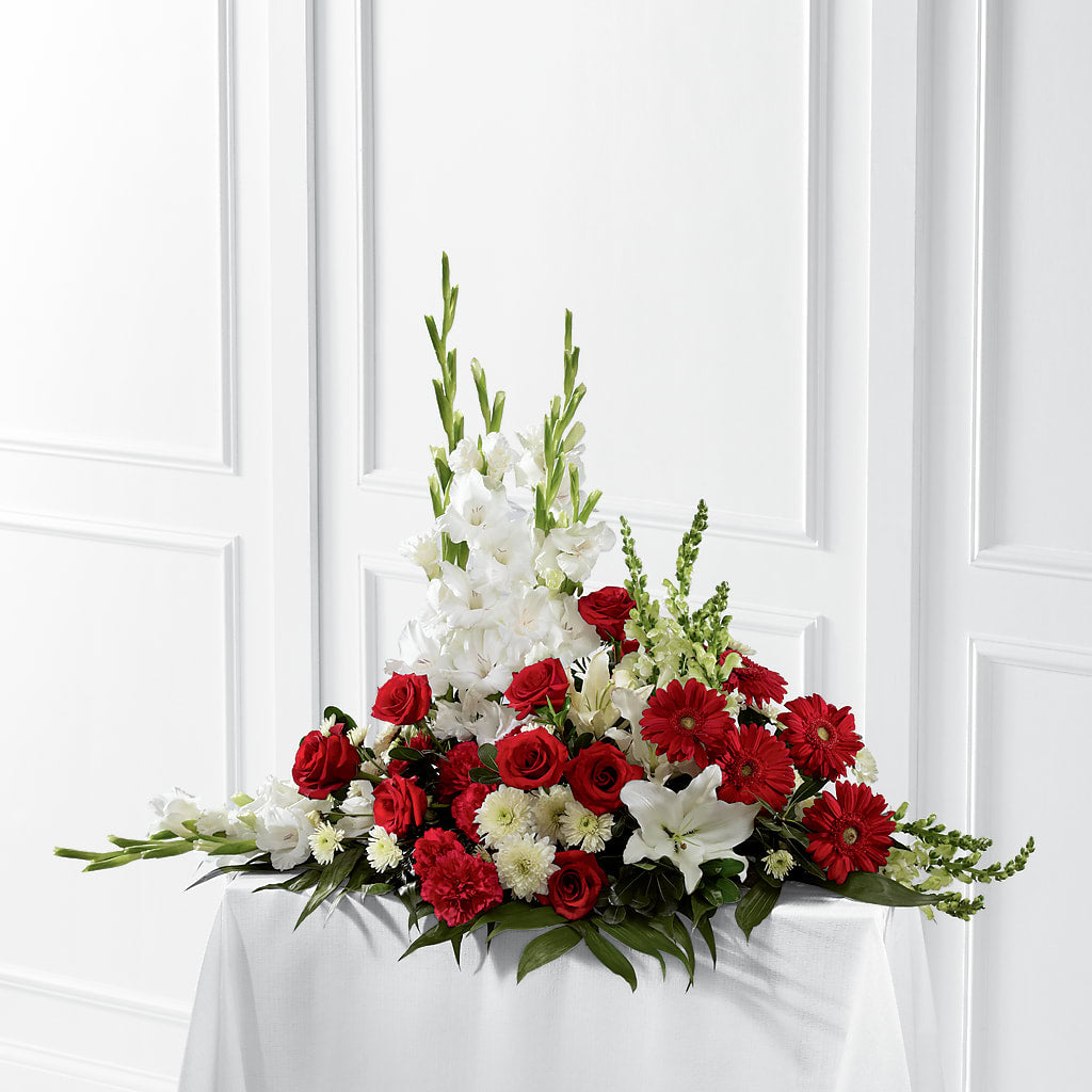 Crimson & White Arrangement – M & R FLOWER AND GIFT SHOP, Lancaster CA