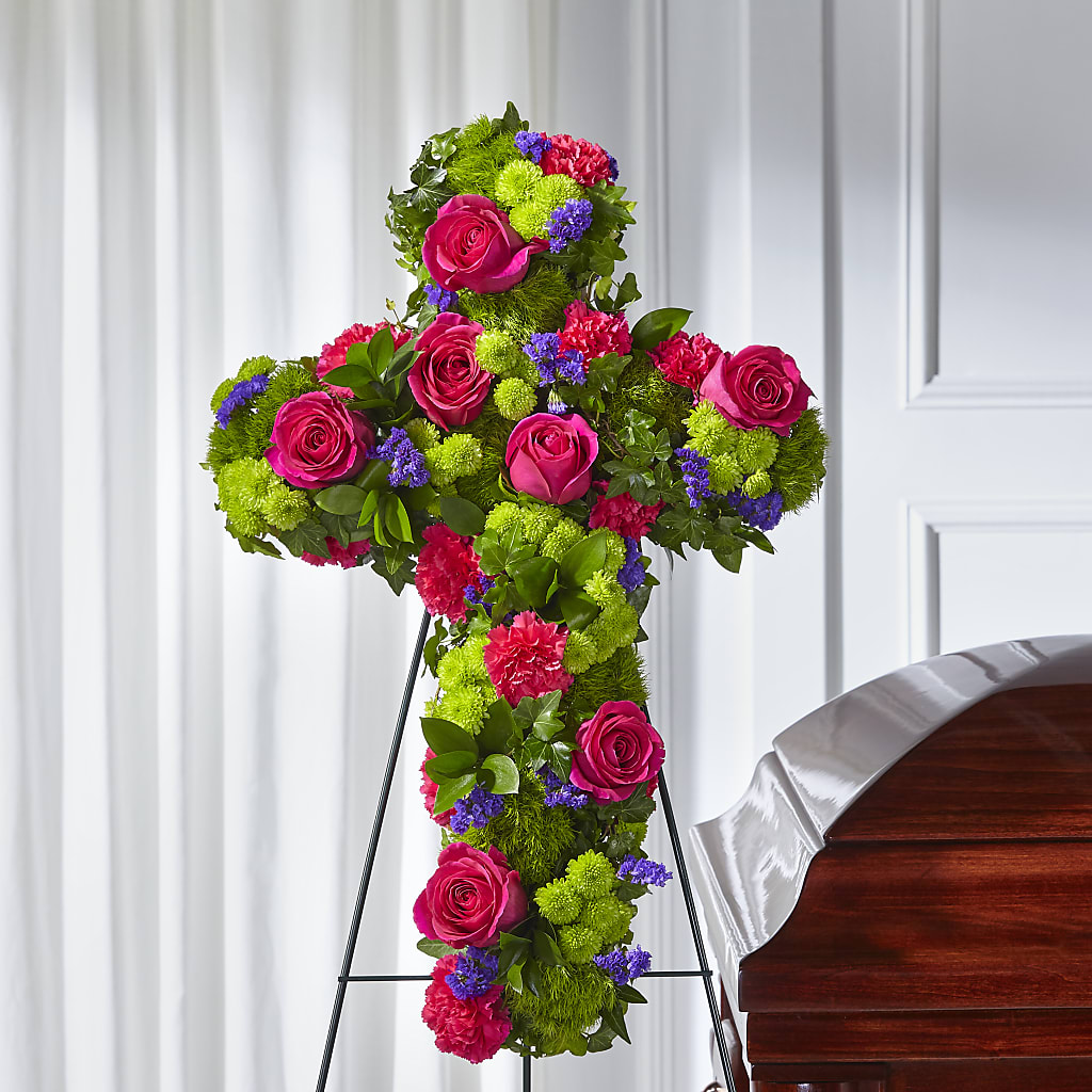 Tribute Rose Floral Cross – M & R FLOWER AND GIFT SHOP, Lancaster CA