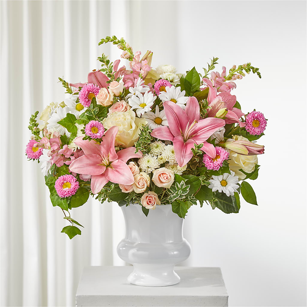 Empathetic Blooms Urn Arrangement – M & R FLOWER AND GIFT SHOP, Lancaster CA