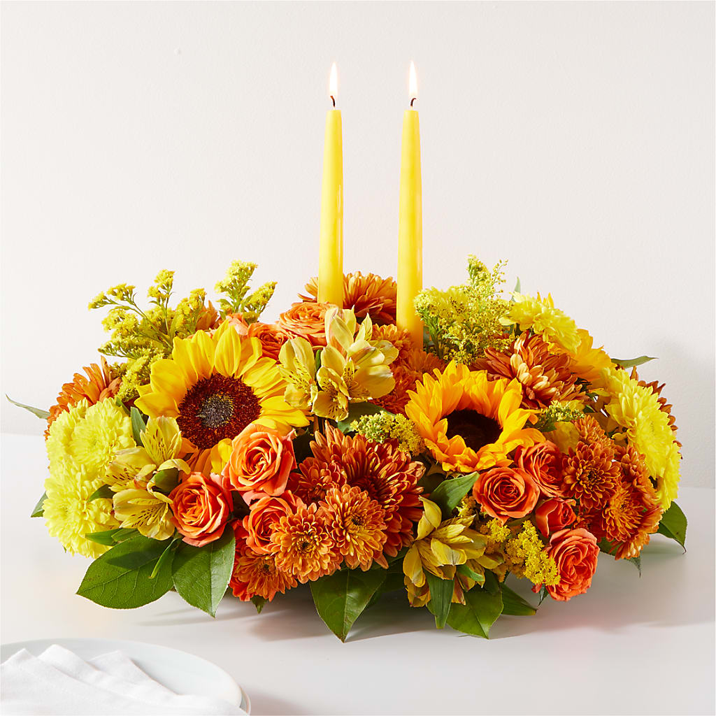 Autumn Harmony Centerpiece – M & R FLOWER AND GIFT SHOP, Lancaster CA