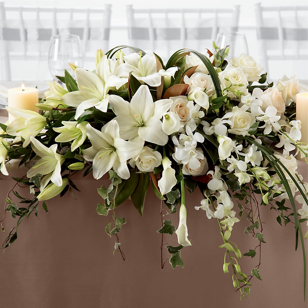 White Linen Arrangement – M & R FLOWER AND GIFT SHOP, Lancaster CA