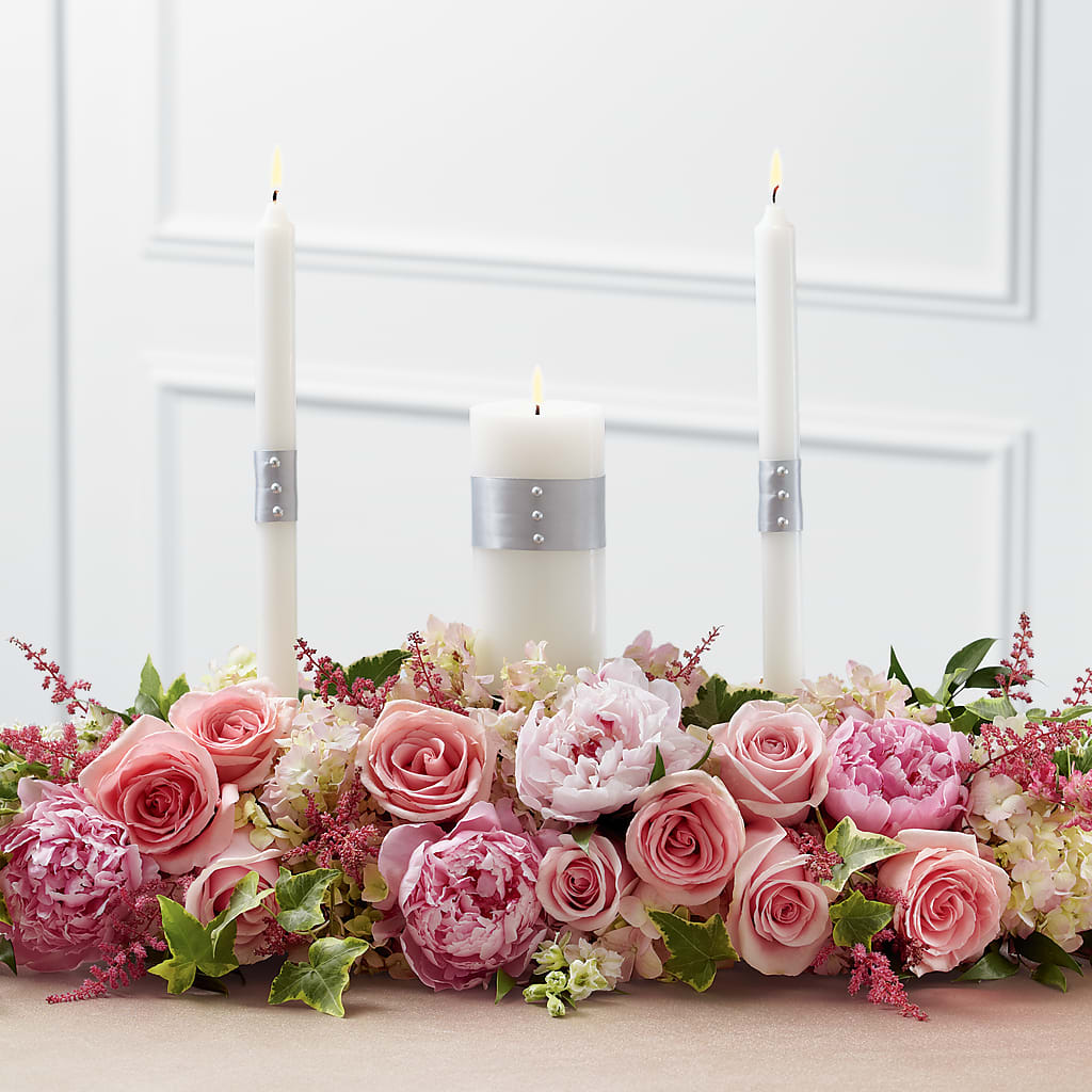 Worldwide Romance Unity Candle Arrangement – M & R FLOWER AND GIFT SHOP, Lancaster CA