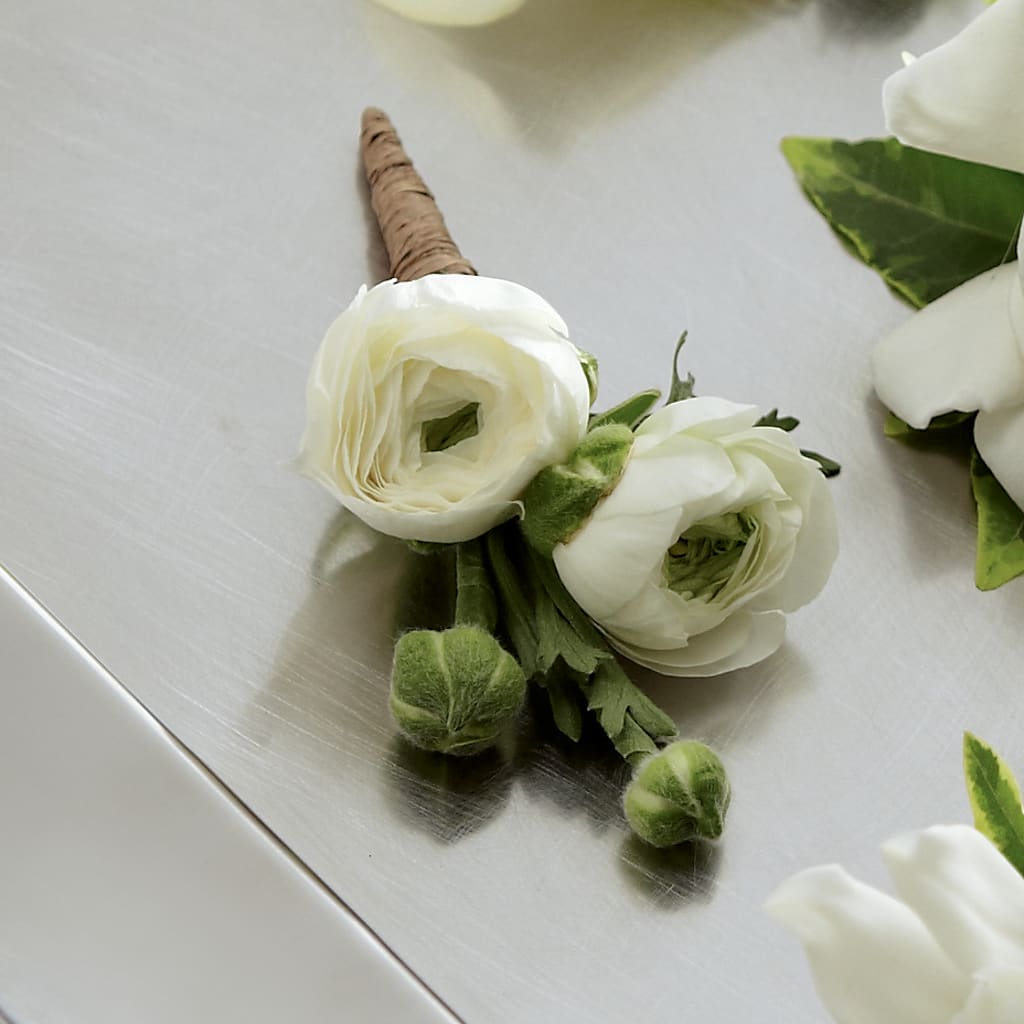 White Ranunculus Boutonniere – M & R FLOWER AND GIFT SHOP, Lancaster CA