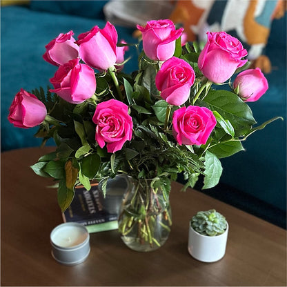 Long Stem Pink Rose Bouquet – M & R FLOWER AND GIFT SHOP, Lancaster CA