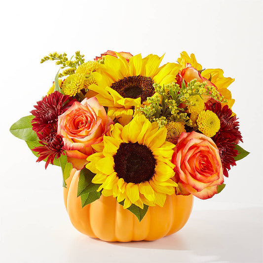 Golden Gourd Pumpkin Bouquet – M & R FLOWER AND GIFT SHOP, Lancaster CA