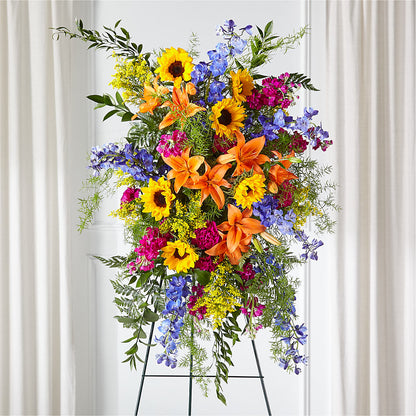 Sunlit Memories Standing Spray (Standard) – M & R FLOWER AND GIFT SHOP, Lancaster CA
