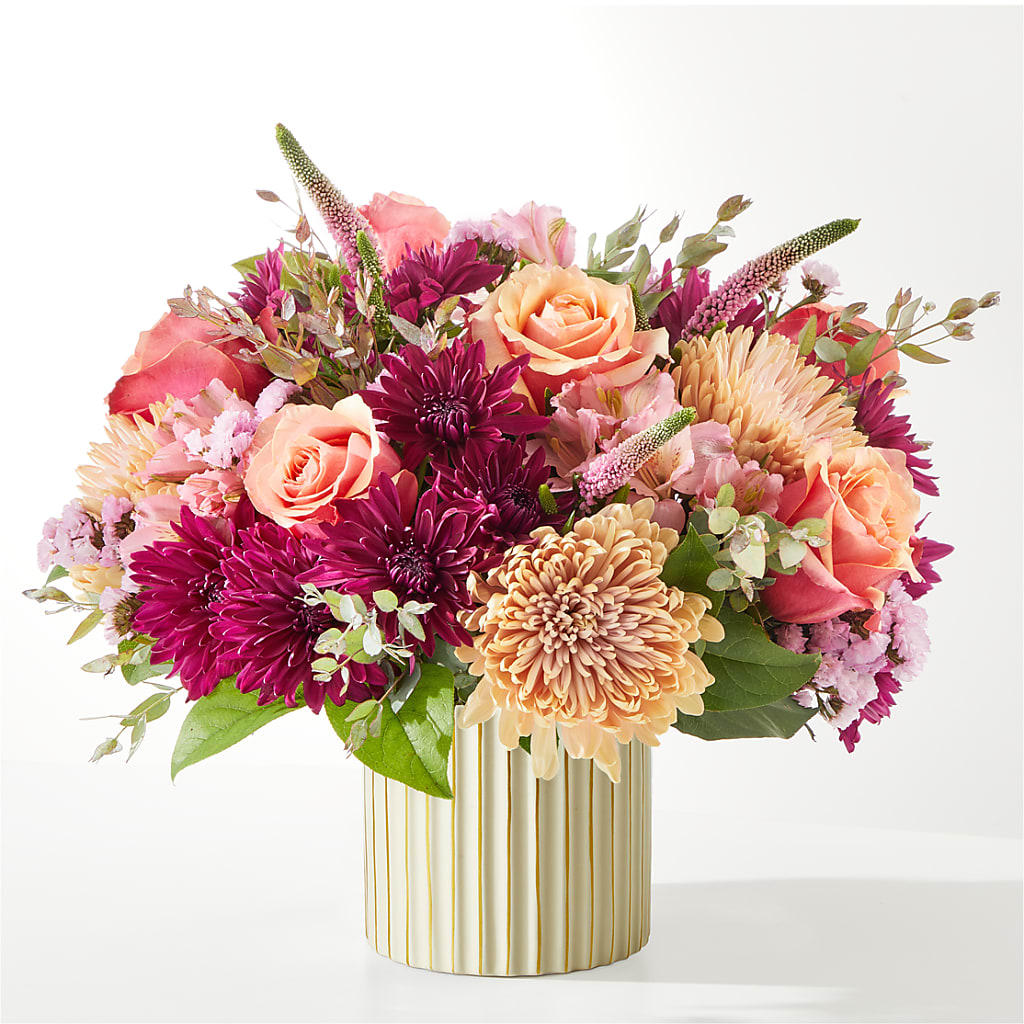 Berry Cobbler Bouquet with Ivory Vase – M & R FLOWER AND GIFT SHOP, Lancaster CA