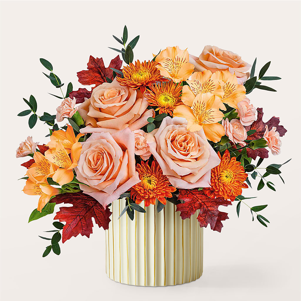 Spiced Latte Bouquet with Ivory Vase – M & R FLOWER AND GIFT SHOP, Lancaster CA