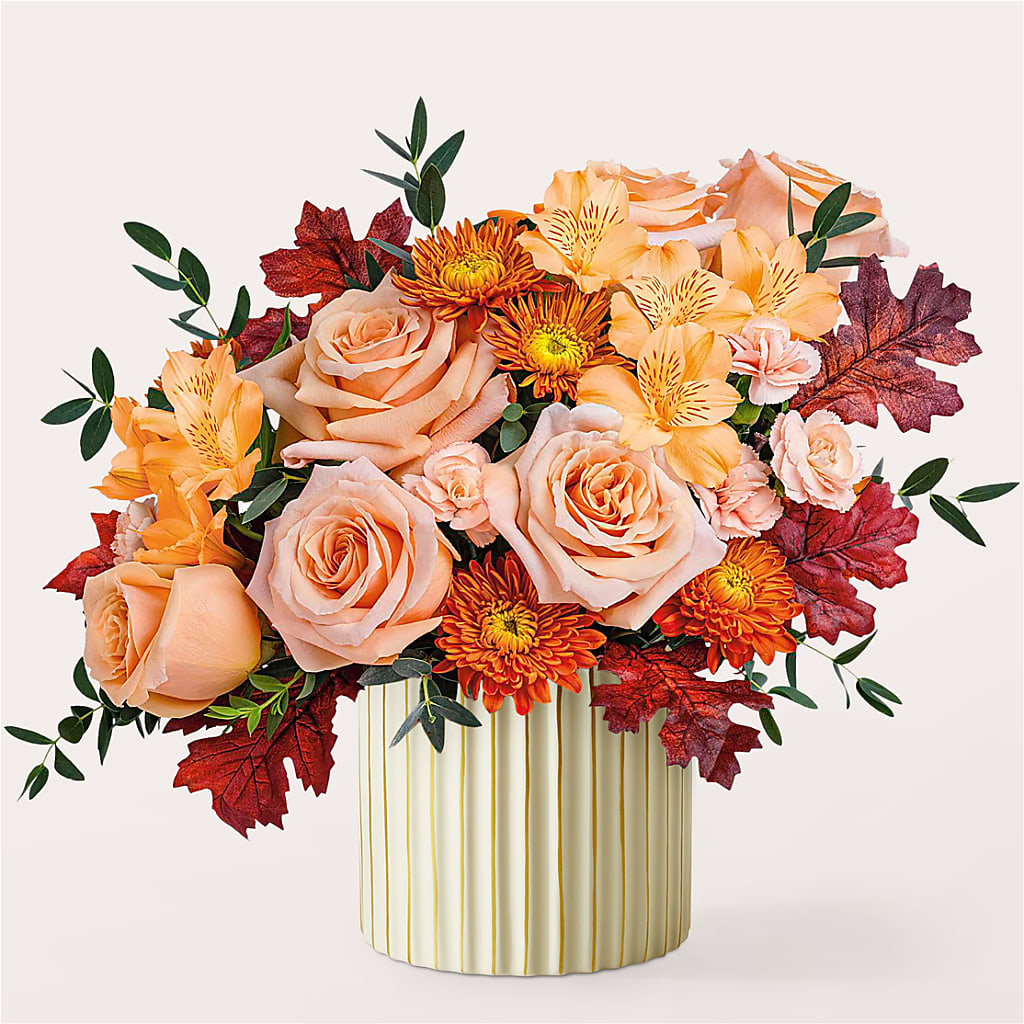 Spiced Latte Bouquet with Ivory Vase – M & R FLOWER AND GIFT SHOP, Lancaster CA