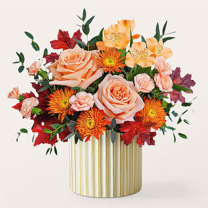 Spiced Latte Bouquet with Ivory Vase – M & R FLOWER AND GIFT SHOP, Lancaster CA