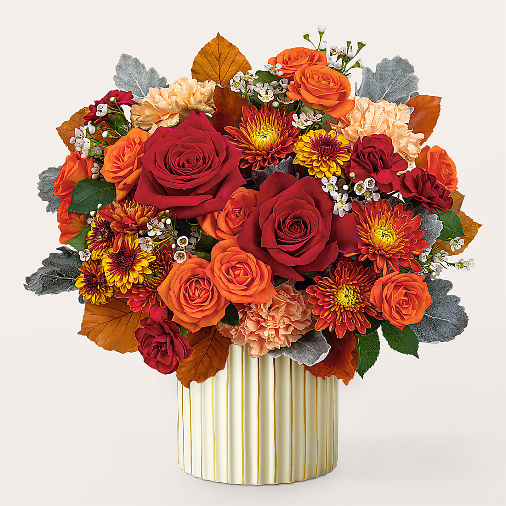 Merlot Bouquet with Ivory Vase – M & R FLOWER AND GIFT SHOP, Lancaster CA