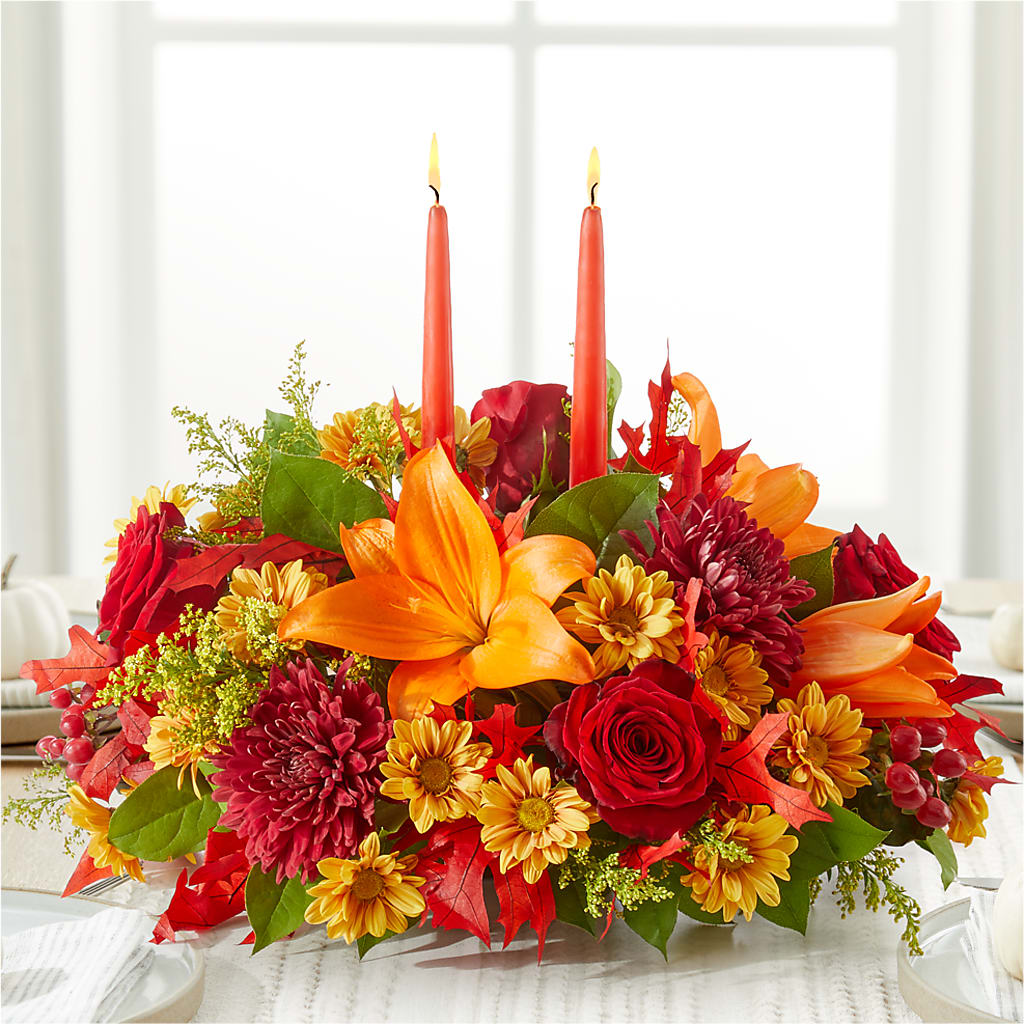 Autumn's Embrace Centerpiece – M & R FLOWER AND GIFT SHOP, Lancaster CA
