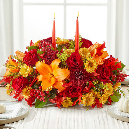 Autumn's Embrace Centerpiece – M & R FLOWER AND GIFT SHOP, Lancaster CA